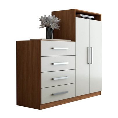 Cômoda Paris 2 Portas 4 Gavetas Cinamomo/Off White - Panorama Móveis