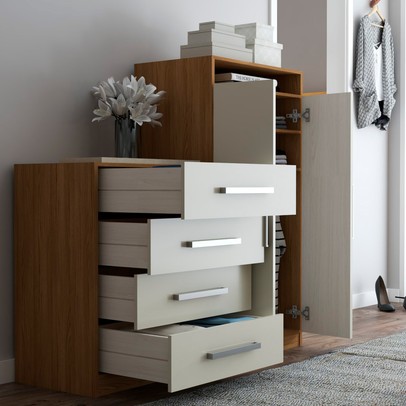 Cômoda Paris 2 Portas 4 Gavetas Cinamomo/Off White - Panorama Móveis