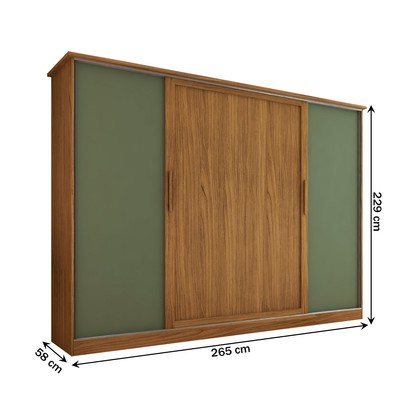 Guarda-Roupa de Casal Orlando 4 Portas de Correr 4 Gavetas Carvalho/Verde - Panorama Móveis