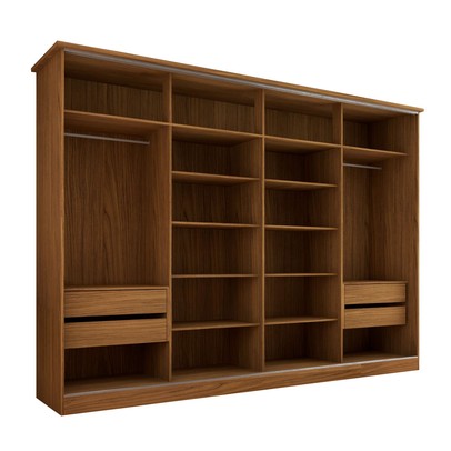 Guarda-Roupa de Casal Orlando 4 Portas de Correr 4 Gavetas Carvalho/Verde - Panorama Móveis