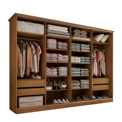 Guarda-Roupa de Casal Orlando 4 Portas de Correr 4 Gavetas Carvalho/Verde - Panorama Móveis