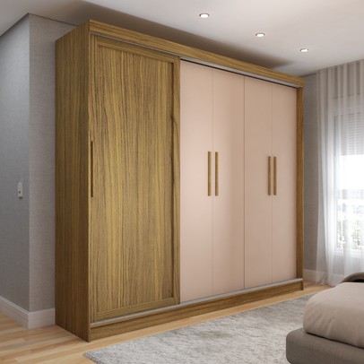 Guarda-Roupa de Casal Canadá 5 Portas 4 Gavetas Carvalho/Macadamia - Panorama Móveis