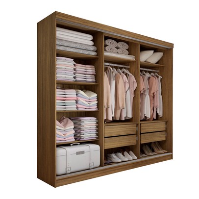 Guarda-Roupa de Casal Canadá 5 Portas 4 Gavetas Carvalho/Macadamia - Panorama Móveis