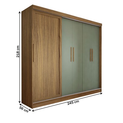 Guarda-Roupa de Casal Canadá 5 Portas 4 Gavetas Carvalho/Verde - Panorama Móveis