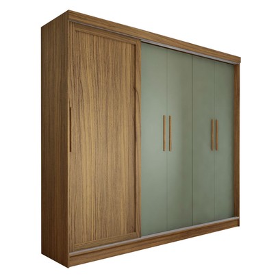 Guarda-Roupa de Casal Canadá 5 Portas 4 Gavetas Carvalho/Verde - Panorama Móveis