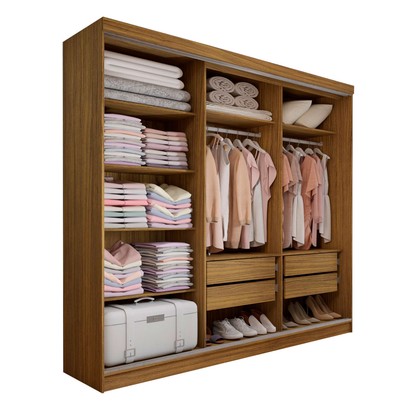 Guarda-Roupa de Casal Canadá 5 Portas 4 Gavetas Carvalho/Verde - Panorama Móveis