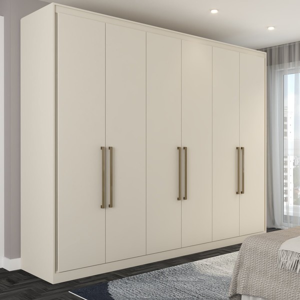 Guarda-Roupa Casal Guarujá 6 Portas 6 Gavetas 100% Mdf Off White - Panorama Móveis