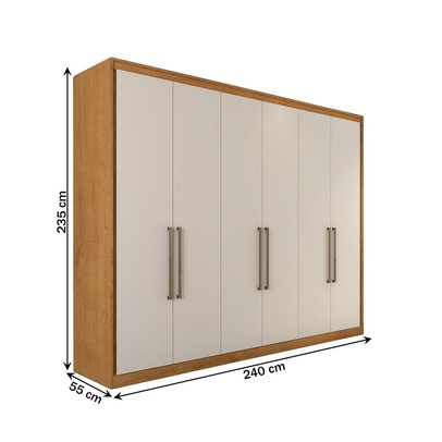 Guarda-Roupa Casal Guarujá 6 Portas 6 Gavetas 100% Mdf Peroba/Off White - Panorama Móveis