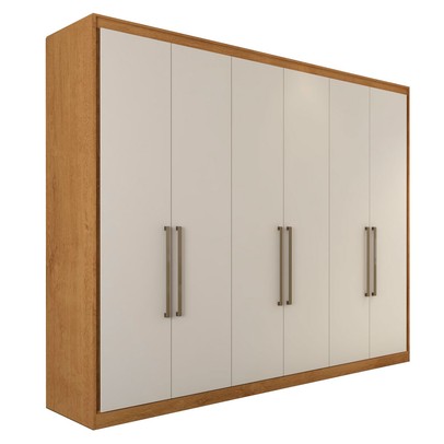 Guarda-Roupa Casal Guarujá 6 Portas 6 Gavetas 100% Mdf Peroba/Off White - Panorama Móveis