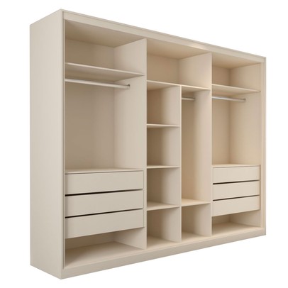 Guarda-Roupa Casal Guarujá 6 Portas 6 Gavetas com Espelho 100% Mdf Off White - Panorama Móveis