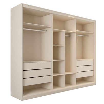 Guarda-Roupa Casal Guarujá 6 Portas 6 Gavetas com Espelho 100% Mdf Off White/Peroba - Panorama Móveis