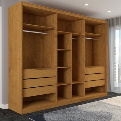 Guarda-Roupa Casal Guarujá 6 Portas 6 Gavetas com Espelho 100% Mdf Peroba - Panorama Móveis