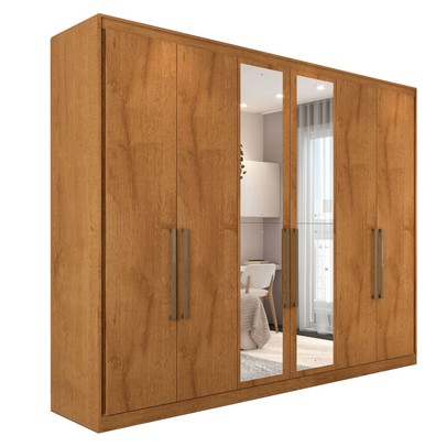 Guarda-Roupa Casal Guarujá 6 Portas 6 Gavetas com Espelho 100% Mdf Peroba - Panorama Móveis