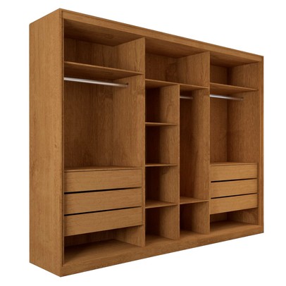 Guarda-Roupa Casal Guarujá 6 Portas 6 Gavetas com Espelho 100% Mdf Peroba/Off White - Panorama Móveis