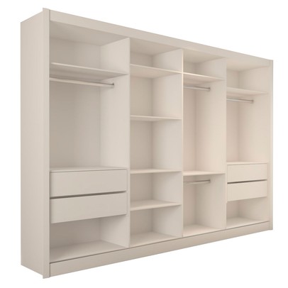 Guarda-Roupa Casal Jeremy 4 Portas 4 Gavetas com Espelho Branco - Panorama Móveis
