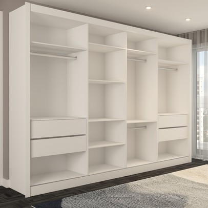 Guarda-Roupa Casal Jeremy 4 Portas 4 Gavetas com Espelho Branco - Panorama Móveis
