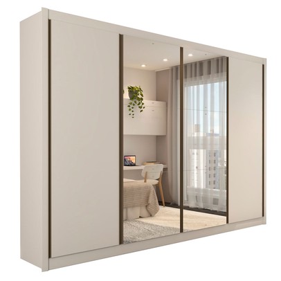 Guarda-Roupa Casal Jeremy 4 Portas 4 Gavetas com Espelho Branco - Panorama Móveis