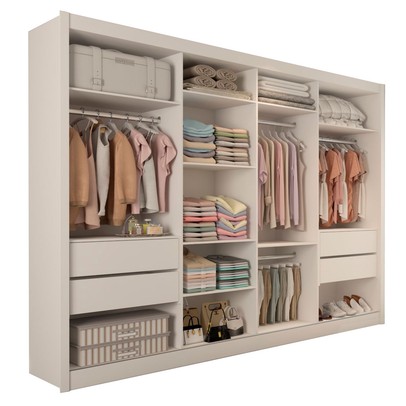 Guarda-Roupa Casal Jeremy 4 Portas 4 Gavetas com Espelho Branco - Panorama Móveis