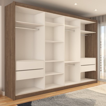 Guarda-Roupa Casal Jeremy 4 Portas 4 Gavetas com Espelho Freijó - Panorama Móveis