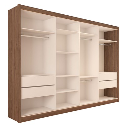 Guarda-Roupa Casal Jeremy 4 Portas 4 Gavetas com Espelho Freijó - Panorama Móveis
