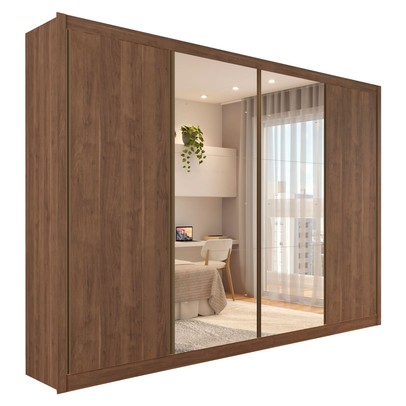 Guarda-Roupa Casal Jeremy 4 Portas 4 Gavetas com Espelho Freijó - Panorama Móveis