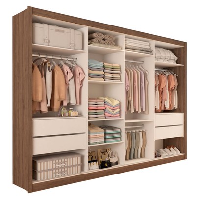 Guarda-Roupa Casal Jeremy 4 Portas 4 Gavetas com Espelho Freijó - Panorama Móveis