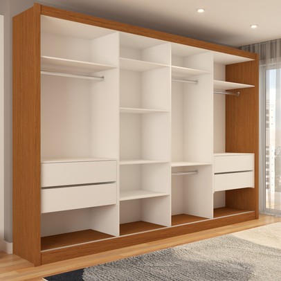 Guarda-Roupa Casal Jeremy 4 Portas 4 Gavetas com Espelho Carvalho - Panorama Móveis