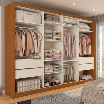 Guarda-Roupa Casal Jeremy 4 Portas 4 Gavetas com Espelho Carvalho - Panorama Móveis