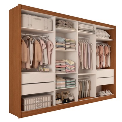 Guarda-Roupa Casal Jeremy 4 Portas 4 Gavetas com Espelho Carvalho - Panorama Móveis