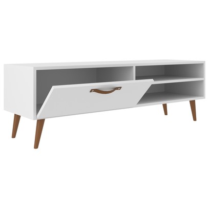 Rack para TV Até 43 Polegadas Singapura 1 Porta 1 Prateleira Branco - Panorama Móveis