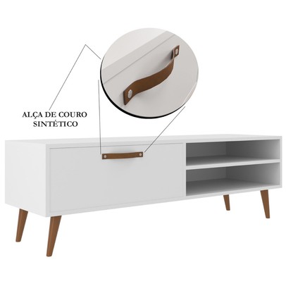Rack para TV Até 43 Polegadas Singapura 1 Porta 1 Prateleira Branco - Panorama Móveis