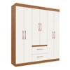 Guarda-Roupa Casal Santiago 6 Portas 2 Gavetas Off White/Nogueira - Doripel