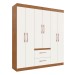 Guarda-Roupa Casal Santiago 6 Portas 2 Gavetas Off White/Nogueira - Doripel
