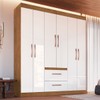 Guarda-Roupa Casal Santiago 6 Portas 2 Gavetas Off White/Nogueira - Doripel
