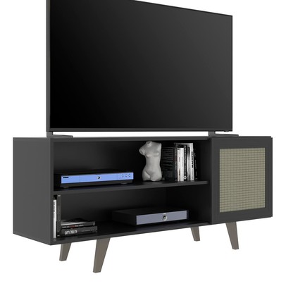 Rack para TV Até 50 Polegadas Osaka 1 Porta 1 Prateleira Preto - Panorama Móveis