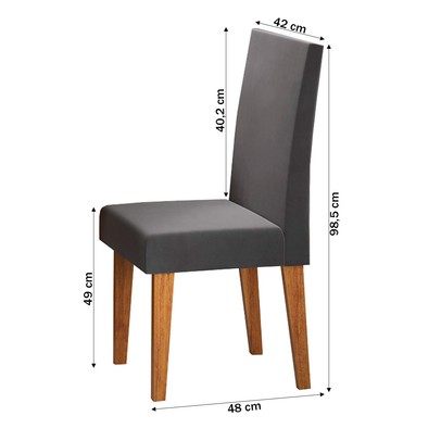 Mesa de Jantar 4 Lugares Floripa Mel/Cinza/Veludo Grafite - Viero Móveis