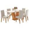 Mesa de Jantar 6 Lugares Felicity Vênus Mel/Blonde/Veludo Marfim - Viero Móveis