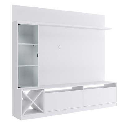 Rack com Painel para TV Até 50 Polegadas Coliseu 3 Portas Branco - Panorama Móveis