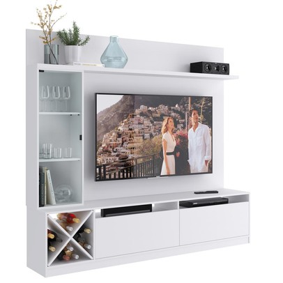 Rack com Painel para TV Até 50 Polegadas Coliseu 3 Portas Branco - Panorama Móveis