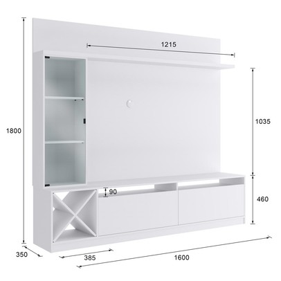 Rack com Painel para TV Até 50 Polegadas Coliseu 3 Portas Branco - Panorama Móveis