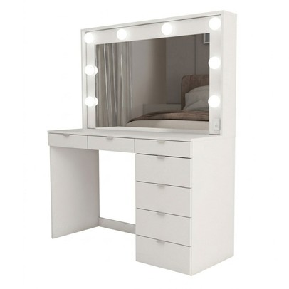 Penteadeira Camarim Top Model para 8 Lâmpadas 7 Gavetas Branco - Panorama Móveis