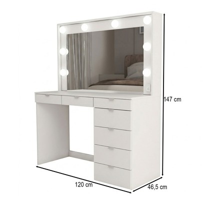 Penteadeira Camarim Top Model para 8 Lâmpadas 7 Gavetas Branco - Panorama Móveis