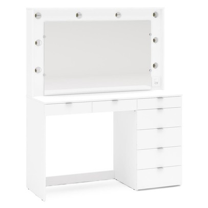 Penteadeira Camarim Top Model para 8 Lâmpadas 7 Gavetas Branco - Panorama Móveis