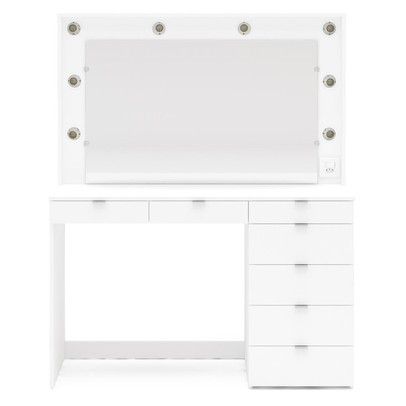 Penteadeira Camarim Top Model para 8 Lâmpadas 7 Gavetas Branco - Panorama Móveis