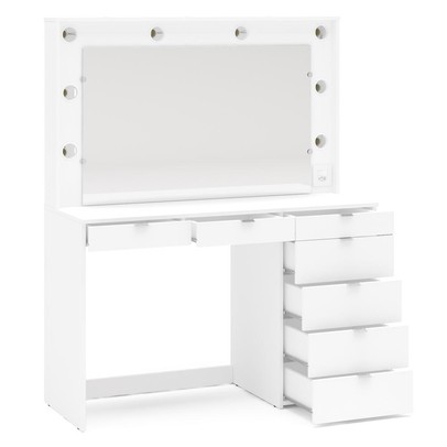 Penteadeira Camarim Top Model para 8 Lâmpadas 7 Gavetas Branco - Panorama Móveis