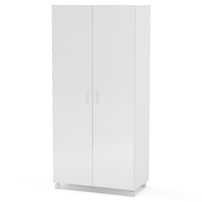 Armário Multiuso área de Serviço 2 Portas 1 Gaveta com Suporte para Vassouras Branco - Panorama Móveis