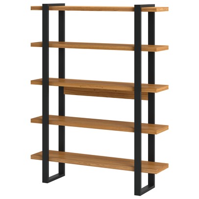 Estante para Livros 100% Mdf Industrial Concept 5 Prateleiras Freijó/Preto - Panorama Móveis