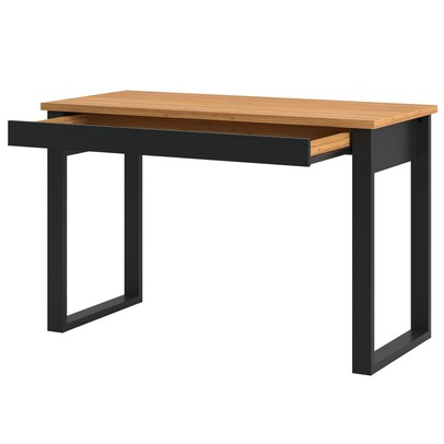 Mesa Escrivaninha 100% Mdf Industrial Concept 1 Gaveta Freijó/Preto Fosco - Panorama Móveis