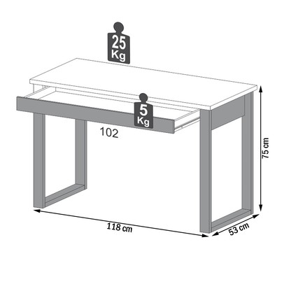 Mesa Escrivaninha 100% Mdf Industrial Concept 1 Gaveta Freijó/Preto Fosco - Panorama Móveis