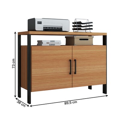 Armário para Escritório 2 Portas 100% Mdf Industrial Concept Freijó/Preto Fosco - Panorama Móveis